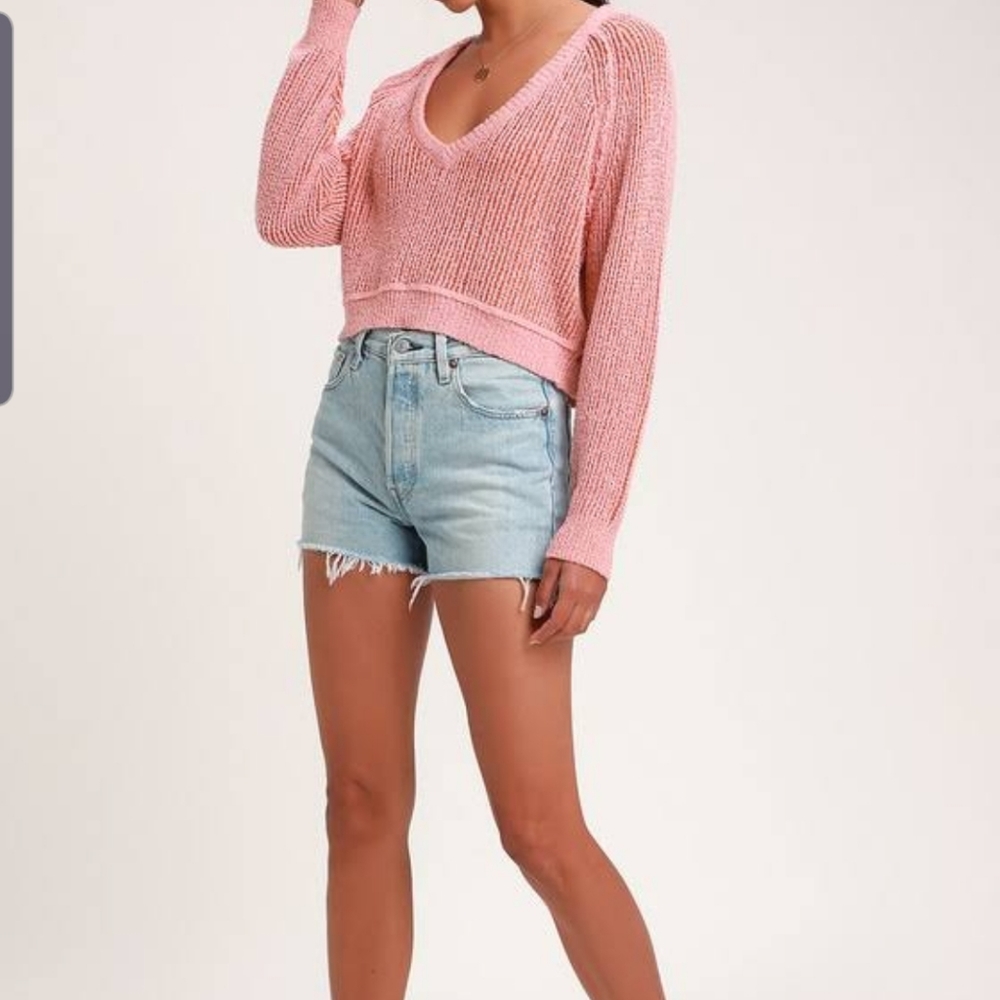 Free people high low v sweater